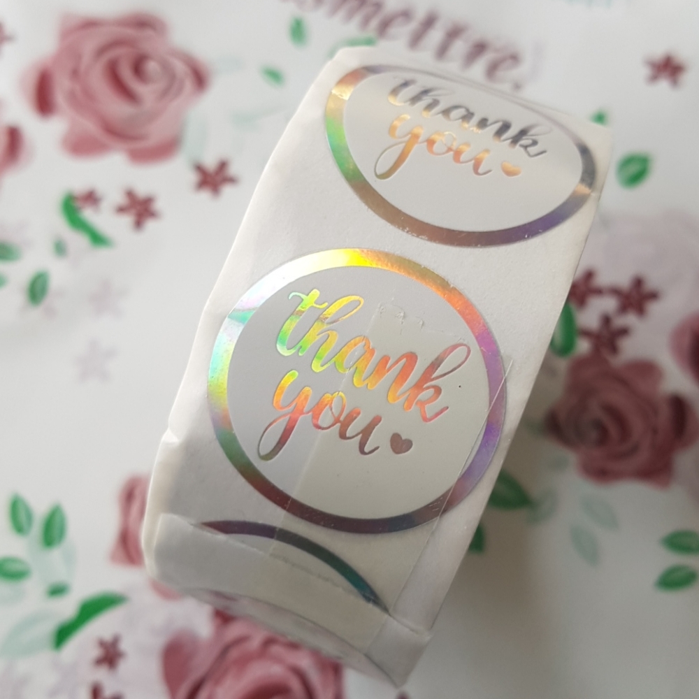 500 pcs Holographic Thank You Stickers